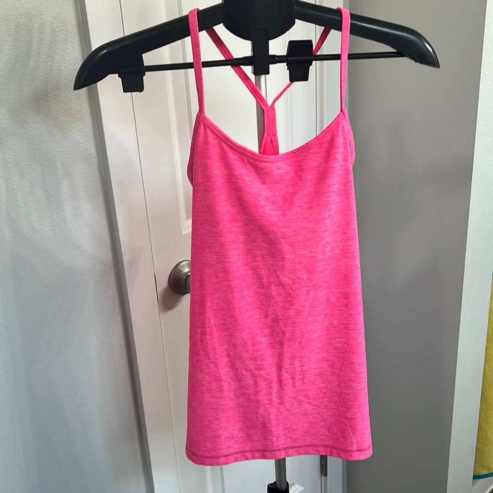 Lululemon yoga Power Y tank. Size 6. Pink/heathered.